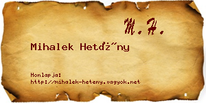 Mihalek Hetény névjegykártya